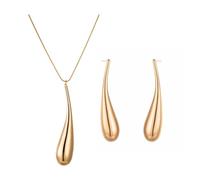 FDEETY Ensemble Bijoux Goutte Eau Élégant Boucles Oreilles Collier Pendentif Femme Accessoires Minimaliste Charme Brillant Parure