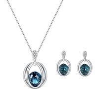 FDEETY Ensemble Bijoux Ovale Cristal Émeraude Collier Boucles D'oreilles Argent Brillant Zircon Parure Élégante