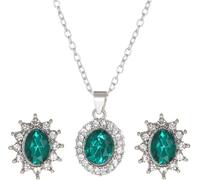 FDEETY Ensemble Bijoux Ovale Cristal Rouge Collier Boucles D'oreilles Soleil Strass Brillant Parure Élégante Femme