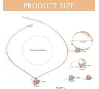 FDEETY Ensemble Bijoux Papillon Cristal Collier Bracelet Bague Boucles D'oreilles Strass Brillant Accessoires Femme Élégant
