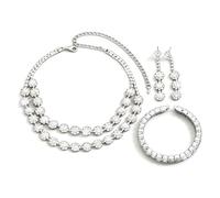 FDEETY Ensemble de Bijoux Femme en Alliages Collier Boucles d'Oreilles et Bracelet Style Élégant et Étincelant pour Mariage et Soirée Cadeau Anniversaire