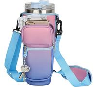 FDEETY Housse Isotherme Portable Gobelet Thermos 42oz Sac Transport Bouteille Bandoulière Réglable Pochette Rangement