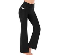 FDEETY Leggings Femme Évasé Pantalon de Sport Taille Haute avec Poche Legging de Sport Élastique Pantalon Bootcut Confortable Push up Compression Amincissant Sportswear pour Yoga Fitness Jogging