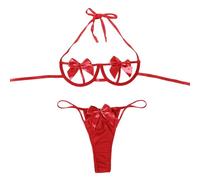 FDEETY Lingerie Sexy Femme Coquine Hot Ensemble à Nœuds Halter Tenue Érotique Dentelle Combinaison Séduction Bodystocking Nuisette Séduisante Ensemble Attrayant Vêtements Élégants