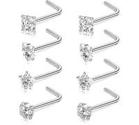 FDEETY Lot Piercing Nez Cristal Formes Étoile Carré Cœur Rond Tige Droite Acier Inoxydable Studs Bijoux Corporel
