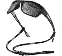 FDEETY Lunettes Sport Polarisées Rectangulaires Cyclisme Vélo Protection Uv400 Miroir Réfléchissant Monture Légère Antidérapante Cordon Ajustable