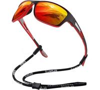 FDEETY Lunettes Sport Polarisées Rectangulaires Cyclisme Vélo Protection Uv400 Miroir Réfléchissant Monture Légère Antidérapante Cordon Ajustable