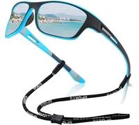 FDEETY Lunettes Sport Polarisées Rectangulaires Cyclisme Vélo Protection Uv400 Miroir Réfléchissant Monture Légère Antidérapante Cordon Ajustable