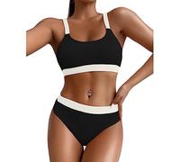FDEETY Maillot de Bain Femme 2 Pieces Cupshe Bikini Set Push up Brassière Sportif Côtelé Ensemble Deuxpièces Sculptant Gainant Swimsuit Beachwear Plage Natation