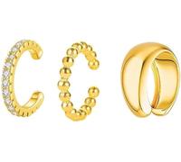 FDEETY Manchettes Oreilles Minimalistes Cristal Perles Brillantes Bagues Cartilage Ajustables Bijoux Femmes