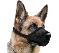 FDEETY Muselière pour Chiens Maille Douce Respirante Reglable Anti Aboiement Anti Morsure pour Les Chiens Taille Grande Moyenne et Petite (Ferreux, M) en Nylon Noir de FDEETY