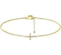 FDEETY Or 18K Mini Bracelet Croix Chaîne en Acier Inoxydable Cuivre Avec Zirconium Respectueux de l'Environnement Cuivre Micro Zirconia Bracelet Croix Cadeau Recommandé Très Low Profile