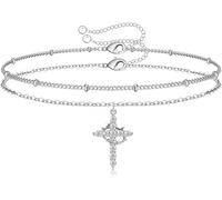 FDEETY Or 18K Mini Bracelet Croix Chaîne en Acier Inoxydable Cuivre Avec Zirconium Respectueux de l'Environnement Cuivre Micro Zirconia Bracelet Croix Cadeau Recommandé Très Low Profile