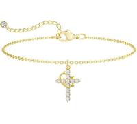 FDEETY Or 18K Mini Bracelet Croix Chaîne en Acier Inoxydable Cuivre Avec Zirconium Respectueux de l'Environnement Cuivre Micro Zirconia Bracelet Croix Cadeau Recommandé Très Low Profile