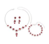 FDEETY Parure Bijoux Cristaux Ronds Brillants Collier Boucles Bracelet Ensemble Élégant Strass Luxueux Femme Mariage Soirée