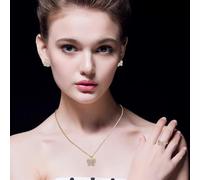 FDEETY Parure Bijoux Cœur Cristal Collier Boucles D'oreilles Bracelet Bague Ensemble Élégant Strass Brillant Accessoires Femme