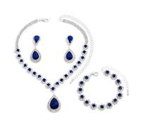 FDEETY Parure Bijoux Élégantes - Ensemble Mariée Mariage Pendentif Collier, Bracelets et Boucles d'Oreilles Strass - Cadeau Glamour