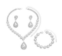 FDEETY Parure Bijoux Élégantes Glamour pour Mariage - Pendentif, Collier, Bracelets et Boucles d'Oreilles avec Strass - Cadeau