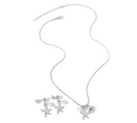 FDEETY Parure Bijoux Étoile Mer Coquillage Collier Boucles D'oreilles Pendentif Perle Acier Inoxydable Chaîne Serpent Ajustable