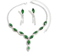 FDEETY Parure Bijoux Femme Goutte Cristal Brillant Collier Pendentif Boucles Cascade Strass Élégant Ensemble Bijouterie Mariage Soirée