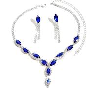 FDEETY Parure Bijoux Femme Goutte Cristal Brillant Collier Pendentif Boucles Cascade Strass Élégant Ensemble Bijouterie Mariage Soirée