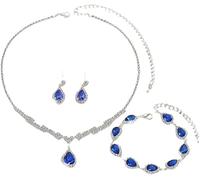 FDEETY Parure Bijoux Goutte Cristal Brillant Collier Boucles Bracelet Argenté Strass Élégant Ensemble Luxueux