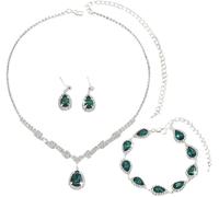 FDEETY Parure Bijoux Goutte Cristal Brillant Collier Boucles Bracelet Argenté Strass Élégant Ensemble Luxueux
