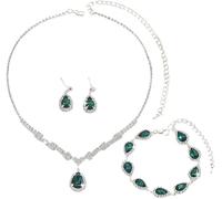 FDEETY Parure Bijoux Goutte Cristal Brillant Collier Boucles Bracelet Argenté Strass Élégant Ensemble Luxueux