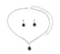 FDEETY Parure Bijoux Goutte Cristal Brillante Collier Boucles D'oreilles Ensemble Élégant Strass Luxueux Accessoires Bijouterie Femme