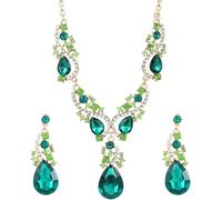 FDEETY Parure Bijoux Goutte Cristal Collier Boucles D'oreilles Ensemble Élégant Strass Brillant Accessoires Cérémonie Mariage