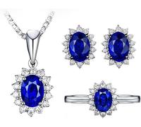 FDEETY Parure Bijoux Ovale Fleur Collier Boucles Anneau Argent Cristal Brillant Ensemble Élégant Luxueux Précieux