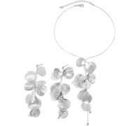 FDEETY Parure Bijoux Pétales Cascade Collier Boucles D'oreilles Ensemble Pendentif Floral Chaîne Fine Accessoires Femme