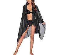FDEETY Robe Plage Femme Pareo Sarong Jupe de Bain Élégant Cache Maillot Beachwear Été Tunique Vacances Bohème Longue Transparent Nouage Latéral Bord de Mer