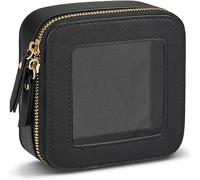 FDEETY Trousse Carrée Transparente Cosmétique Élégante Fermeture Éclair Dorée Rangement Maquillage Voyage Compacte