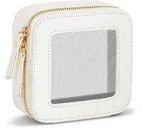 FDEETY Trousse Carrée Transparente Cosmétique Élégante Fermeture Éclair Dorée Rangement Maquillage Voyage Compacte