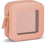 FDEETY Trousse Carrée Transparente Cosmétique Élégante Fermeture Éclair Dorée Rangement Maquillage Voyage Compacte