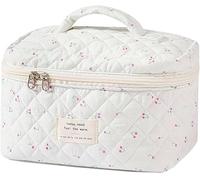 FDEETY Trousse Toilette Cubique Matelassée Florale Spacieuse Portable Rangement Cosmétique Voyage Dimensions 25x16x16cm