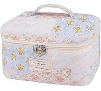 FDEETY Trousse Toilette Cubique Matelassée Florale Spacieuse Portable Rangement Cosmétique Voyage Dimensions 25x16x16cm