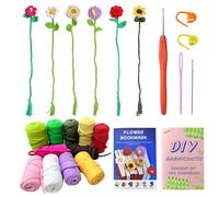 FDEETY WaldyWop Kit de crochet pour débutants, adultes et enfants, avec fil à crochet facile, crochets, motifs de marque-pages et tutoriels vidéo, cadeaux de bricolage pour femmes et filles