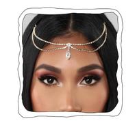 Fdesigner Chaîne de tête en cristal bohème - Bijoux en argent avec pendentif en strass - Pour mariage - Accessoires de cheveux mignons pour femmes