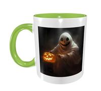 FDFEKGVPLP Ghost Holding A Jack O Lantern Print Tasse à café pour homme et femme 325 ml Tasse en céramique double couleur avec poignée pour tasse à café, tasse à thé, travail à domicile