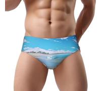 Fdfekgvplp Ocean Beach Slip triangle taille basse pour homme - Sous-vêtement doux, respirant et absorbant la transpiration S-3xl, Noir/blanc, XL