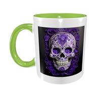 FDFEKGVPLP Purple Floser And Sugar Horror Skull Print Coffee Mug pour femmes hommes 325 ml Tasse en céramique double couleur avec poignée pour tasse à café, tasse à thé, travail à domicile