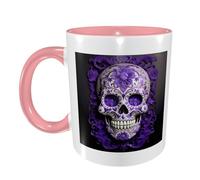 FDFEKGVPLP Purple Floser And Sugar Horror Skull Print Coffee Mug pour femmes hommes 325 ml Tasse en céramique double couleur avec poignée pour tasse à café, tasse à thé, travail à domicile