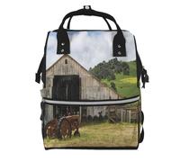 Fdfekgvplp Sac à dos à langer pour maman - Vieille grange en bois avec imprimé tracteur rouillé - Sac à dos pour maman - Sac à dos pour allaitement - Sac à bandoulière décontracté - Sac de voyage pour