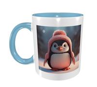 FDFEKGVPLP Tasse à café avec imprimé pingouin mignon pour homme et femme 325 ml Tasse en céramique double couleur avec poignée pour café tasse à thé maison travail