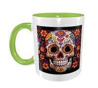 FDFEKGVPLP Tasse à café Dead Sugar Horror Skull Print pour homme et femme 325 ml Tasse en céramique double couleur avec poignée pour tasse à café, tasse à thé, travail à domicile