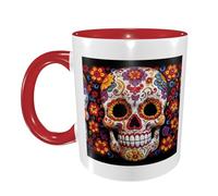 FDFEKGVPLP Tasse à café Dead Sugar Horror Skull Print pour homme et femme 325 ml Tasse en céramique double couleur avec poignée pour tasse à café, tasse à thé, travail à domicile
