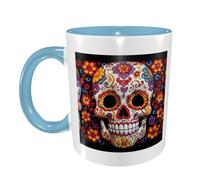 FDFEKGVPLP Tasse à café Dead Sugar Horror Skull Print pour homme et femme 325 ml Tasse en céramique double couleur avec poignée pour tasse à café, tasse à thé, travail à domicile