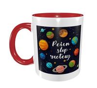 FDFEKGVPLP Tasse à café imprimée planète mignonne pour homme et femme 325 ml Tasse en céramique double couleur avec poignée pour tasse à café tasse à thé maison travail
